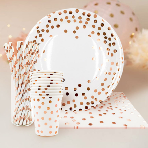 KIT 10 COPOS 270ML PAPEL - BOLINHAS ROSE GOLD