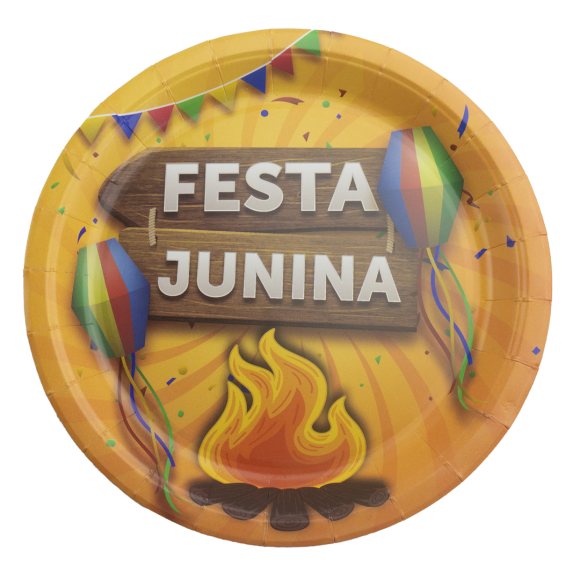 KIT C/ 10 PRATOS FESTA JUNINA DESCARTÁVEIS EM PAPEL